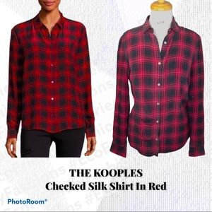 THE KOOPLES Plaid Checked Silk Shirt Red/Black